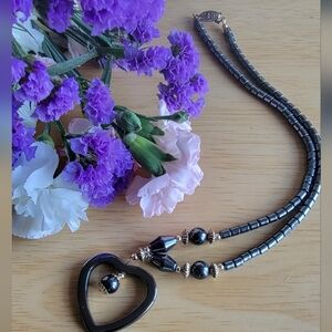 Handcrafted Hematite Heart Necklace